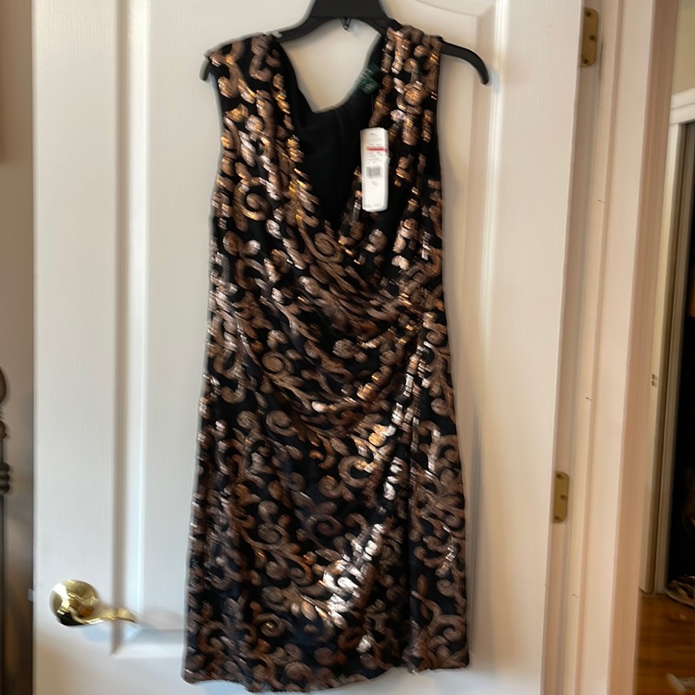 Black/bronze beaded dress size 14